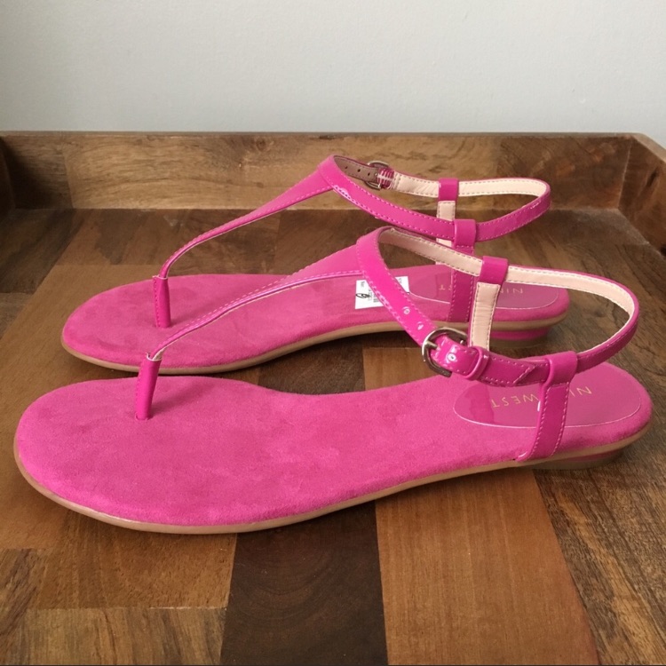 Pink Patent Leather And Suede Sandals New With Tag